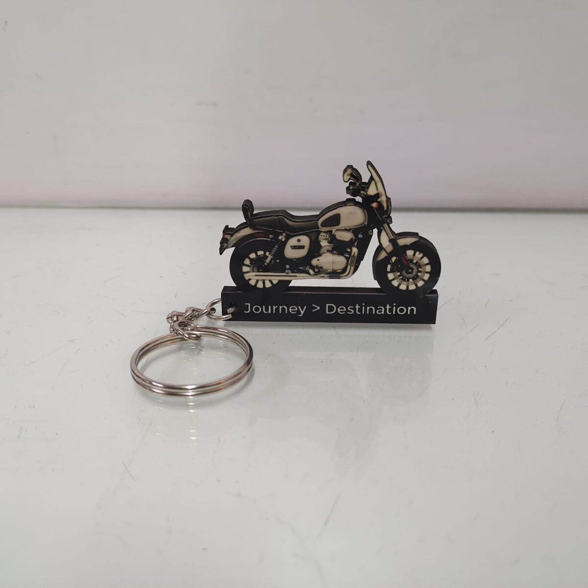 Customized Yezdi Roadster Sin Silver Colorful Bike Shape Gel Number Plate Keychain