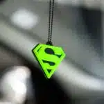 Fluorescent Green Superman Car Premium Mirror Hanging