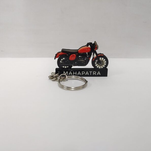 Customized Jawa 42 Orion Red Colorful Bike Shape Gel Number Plate Keychain
