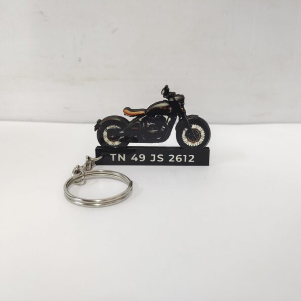 Customized Jawa Perak Black Colorful Bike Shape Gel Number Plate Keychain