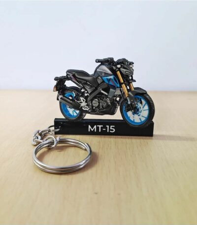 Customized Yamaha MT 15 Cyan Storm DLX Colorful Bike Shape Gel Number Plate Keychain
