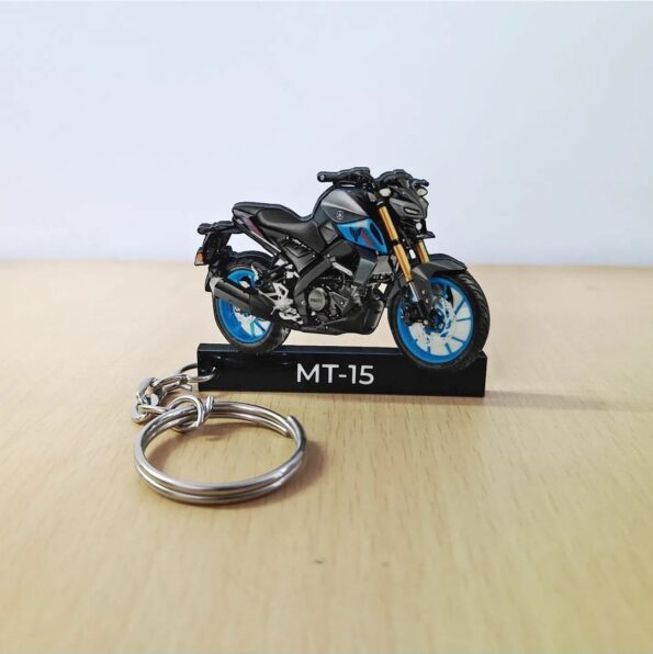 Customized Yamaha MT 15 Cyan Storm DLX Colorful Bike Shape Gel Number Plate Keychain