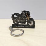 Customized Yamaha MT 15 Metallic Black Colorful Bike Shape Gel Number Plate Keychain