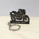 Customized Yamaha MT 15 Metallic Black Colorful Bike Shape Gel Number Plate Keychain