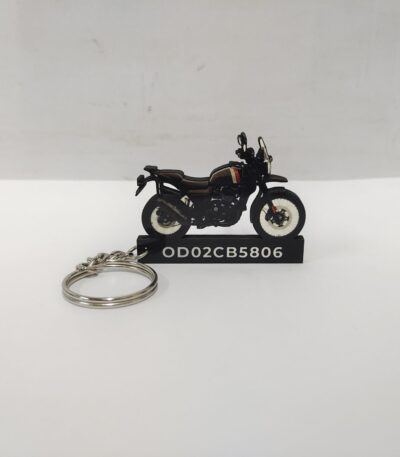Customized Yezdi Adventure Matte Mambo Black Colorful Bike Shape Gel Number Plate Keychain