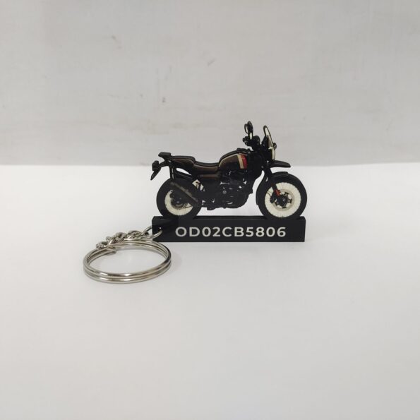 Customized Yezdi Adventure Matte Mambo Black Colorful Bike Shape Gel Number Plate Keychain