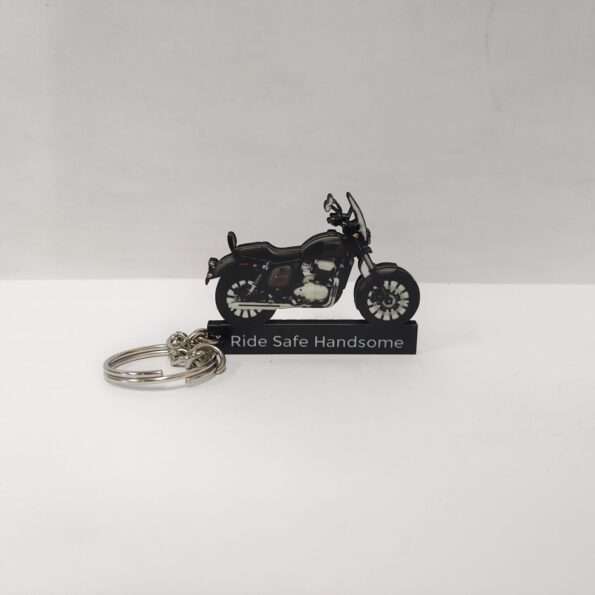 Customized Yezdi Roadster Chrome Gallant Grey Colorful Bike Shape Gel Number Plate Keychain