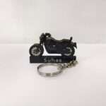 Customized Yezdi Roadster Smoke Grey Colorful Bike Shape Gel Number Plate Keychain (2)