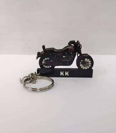 Customized Yezdi Roadster Smoke Grey Colorful Bike Shape Gel Number Plate Keychain