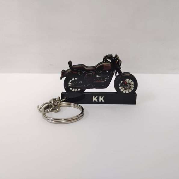 Customized Yezdi Roadster Smoke Grey Colorful Bike Shape Gel Number Plate Keychain