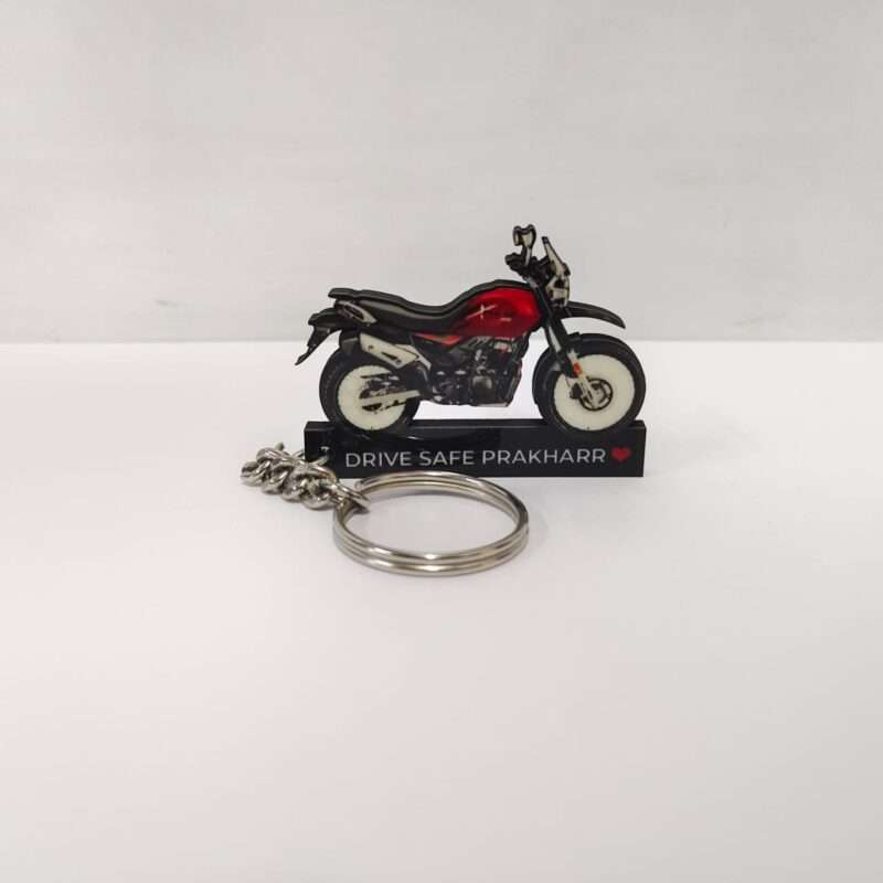 Customized Hero Xpulse 200 Sports Red Colorful Bike Shape Gel Number Plate Keychain