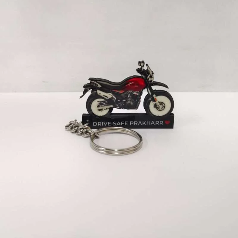 Customized Hero Xpulse 200 Sports Red Colorful Bike Shape Gel Number Plate Keychain