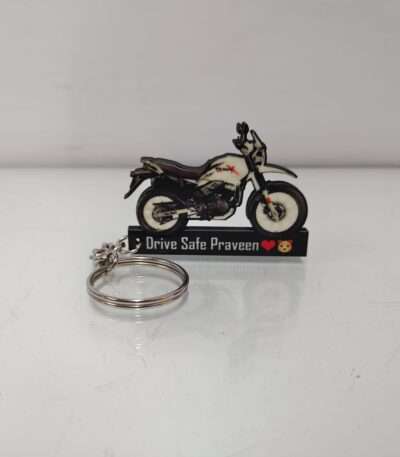 Customized Hero Xpulse 200 White Colorful Bike Shape Gel Number Plate Keychain