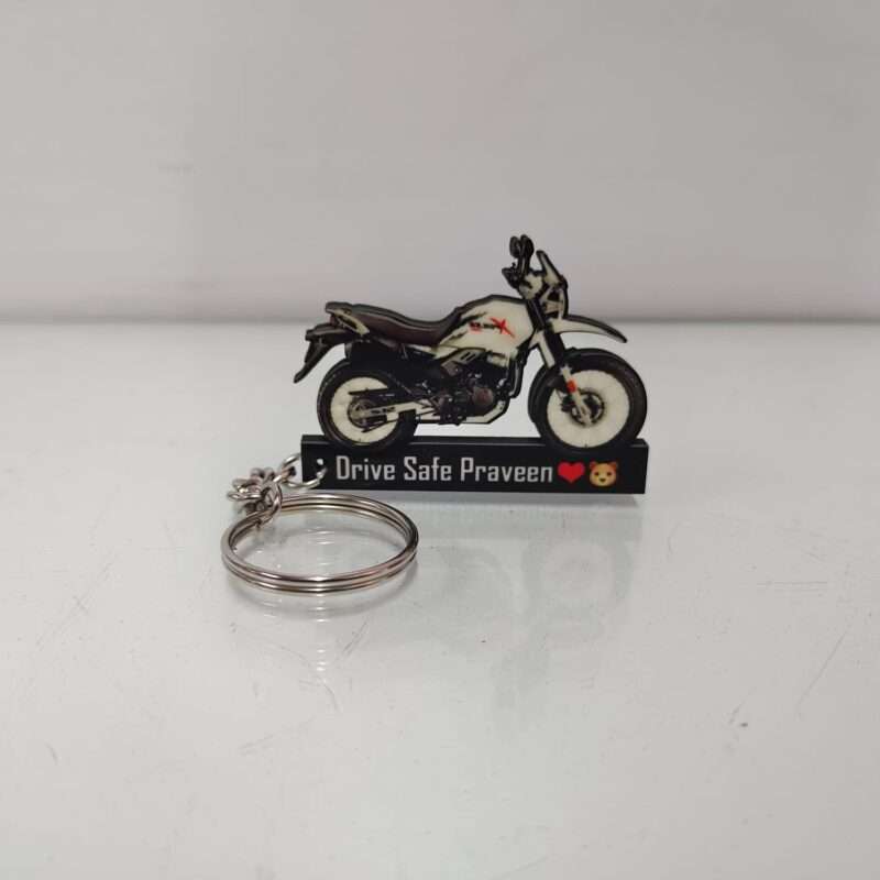 Customized Hero Xpulse 200 White Colorful Bike Shape Gel Number Plate Keychain