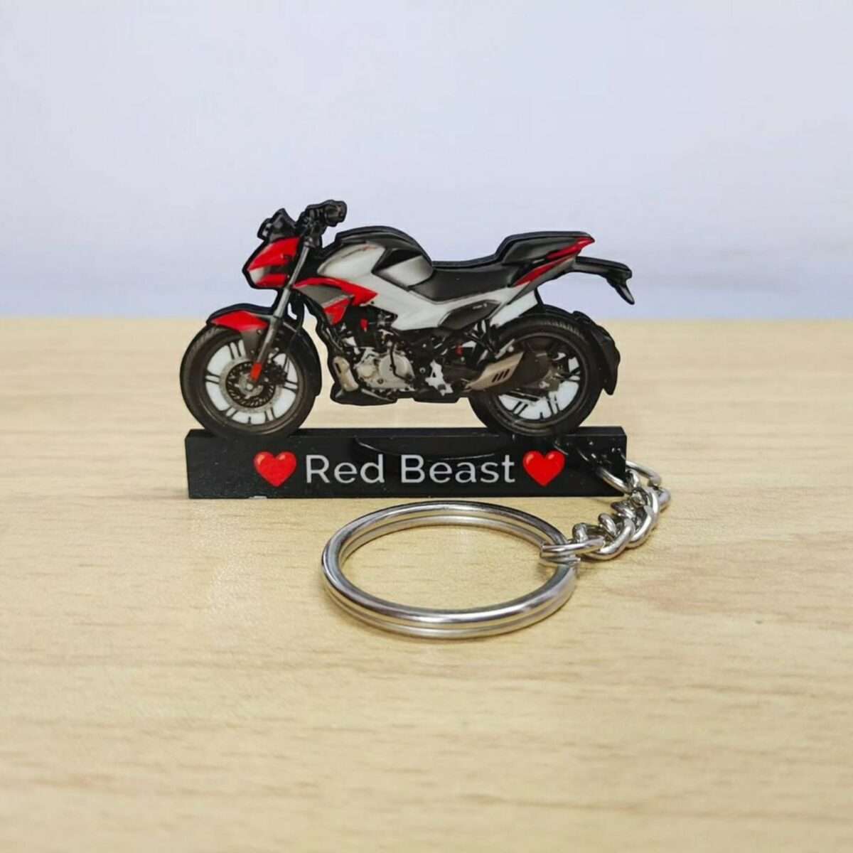 Customized Hero Xtreme 125R Firestorm Red Colorful Bike Shape Gel Number Plate Keychain (2)