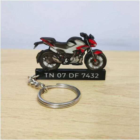 Customized Hero Xtreme 125R Firestorm Red Colorful Bike Shape Gel Number Plate Keychain