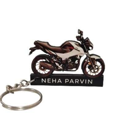 Customized Hero Xtreme 160R Pearl Silver White Colorful Bike Shape Gel Number Plate Keychain