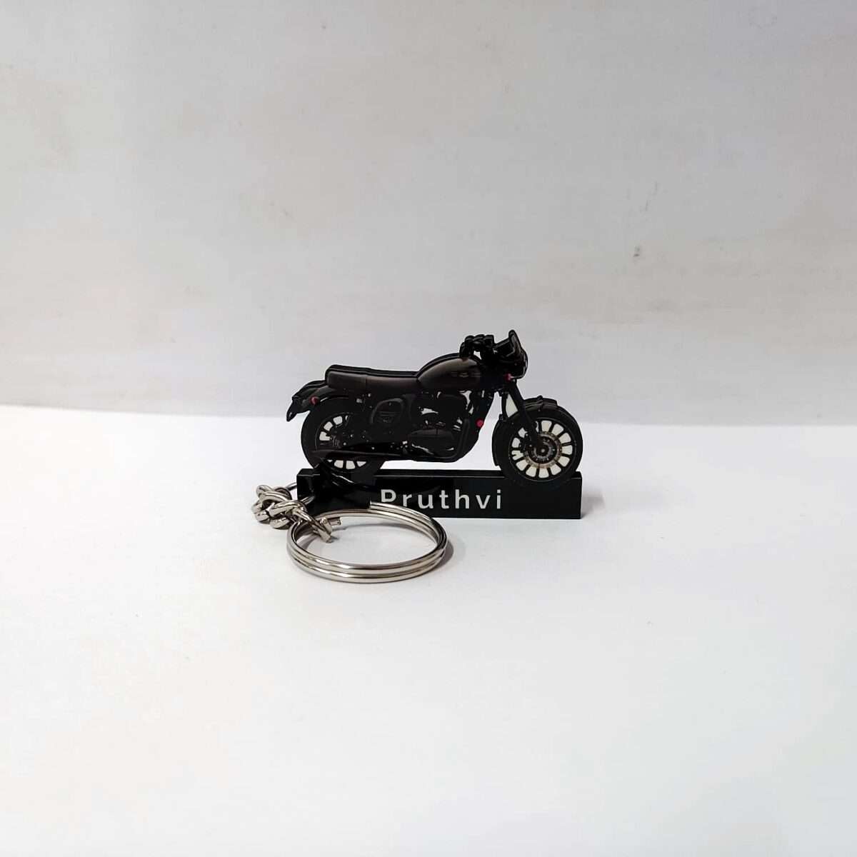 Customized Jawa 42 Allstar Black Colorful Bike Shape Gel Number Plate Keychain