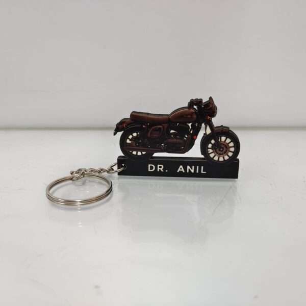 Customized Jawa 42 Allstar Black Colorful Bike Shape Gel Number Plate Keychain