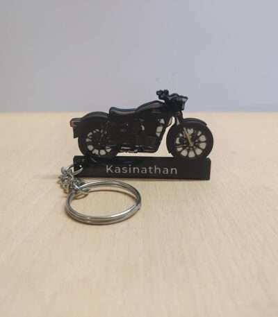 Customized Royal Enfield Classic Reborn 350 Dark Stealth Black Colorful Bike Shape Gel Number Plate Keychain