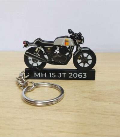 Customized Royal Enfield Continental GT 650 Apex Grey Colorful Bike Shape Gel Number Plate Keychain