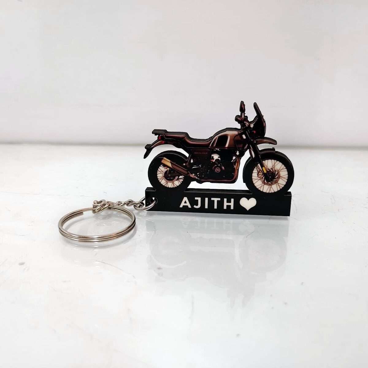 Customized Royal Enfield Himalayan 411 Gravel Grey Colorful Bike Shape Gel Number Plate Keychain (2)