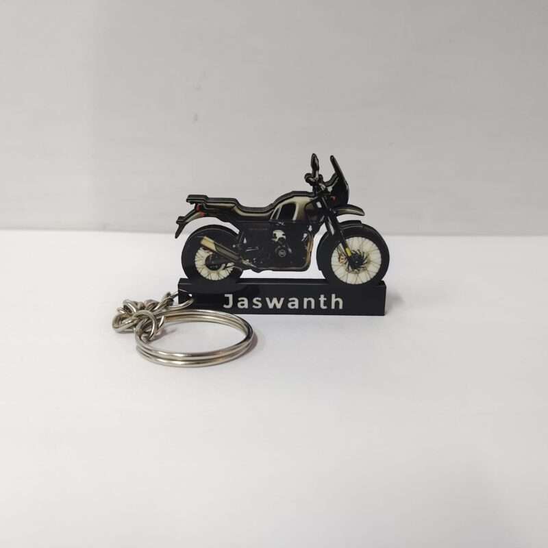 Customized Royal Enfield Himalayan 411 Gravel Grey Colorful Bike Shape Gel Number Plate Keychain