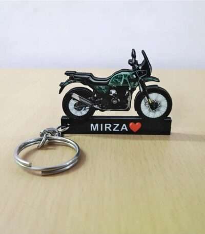 Customized Royal Enfield Himalayan 411 Pine Green Colorful Bike Shape Gel Number Plate Keychain