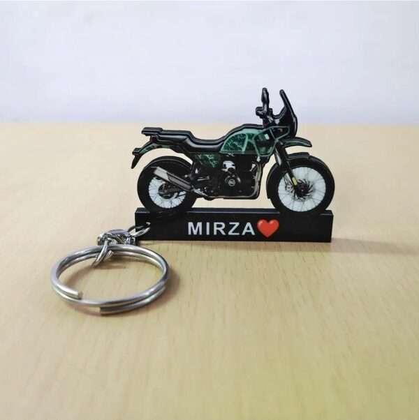 Customized Royal Enfield Himalayan 411 Pine Green Colorful Bike Shape Gel Number Plate Keychain