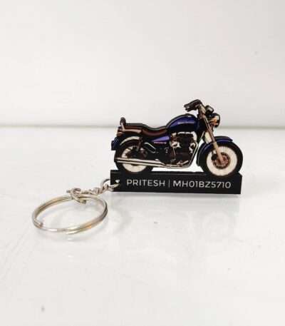 Customized Royal Enfield Thunderbird 350 Marine Colorful Bike Shape Gel Number Plate Keychain