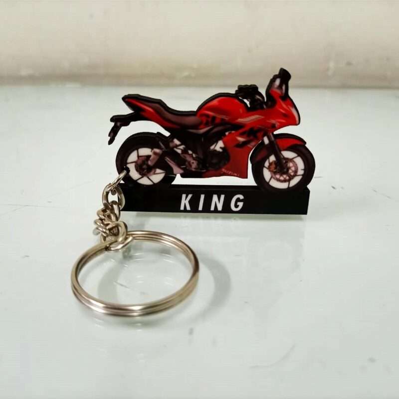 Customized Suzuki Gixxer SF 155 Pearl Mira Red Colorful Bike Shape Gel Number Plate Keychain