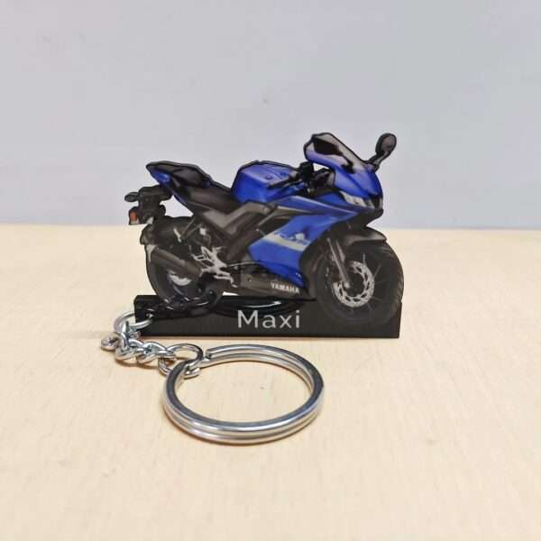 Customized Yamaha YZF R15 V3 Racing Blue Colorful Bike Shape Gel Number Plate Keychain