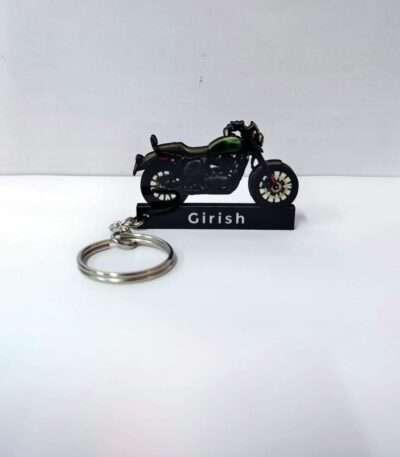 Customized Yezdi Roadster Hunter Green Colorful Bike Shape Gel Number Plate Keychain