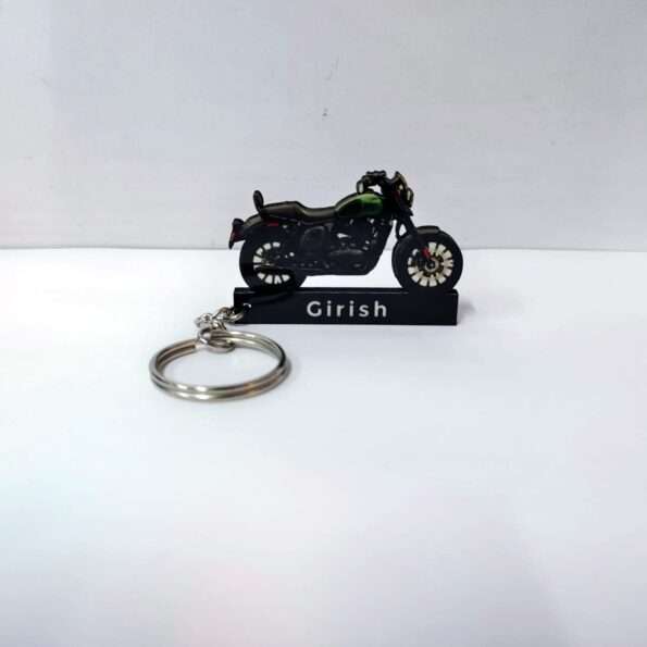 Customized Yezdi Roadster Hunter Green Colorful Bike Shape Gel Number Plate Keychain