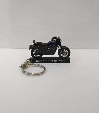 Customized Yezdi Roadster Steel Blue Colorful Bike Shape Gel Number Plate Keychain