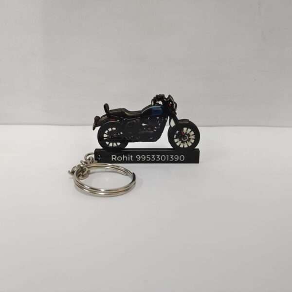 Customized Yezdi Roadster Steel Blue Colorful Bike Shape Gel Number Plate Keychain