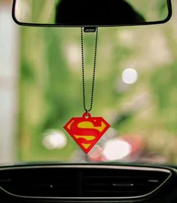 Acrylic Superman S Shield Logo Car Premium Mirror Hanging