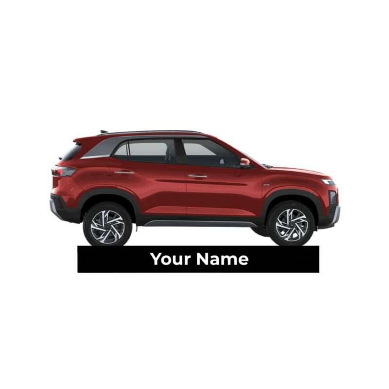Customized Hyundai Creta Fiery Red Colorful Car Shape Gel Number Plate Keychain