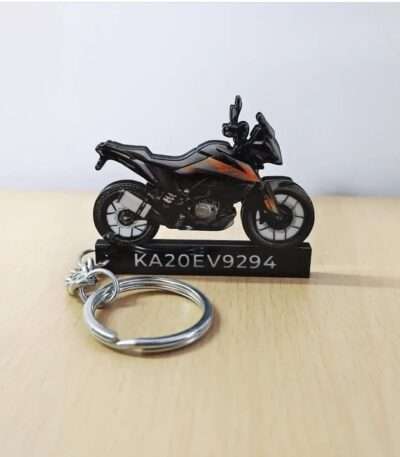 Customized KTM 390 Adventure X Dark Galvano Black Colorful Bike Shape Gel Number Plate Keychain