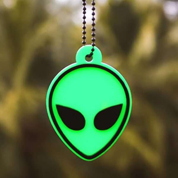 Green Alien Acrylic Car Premium Mirror Hanging