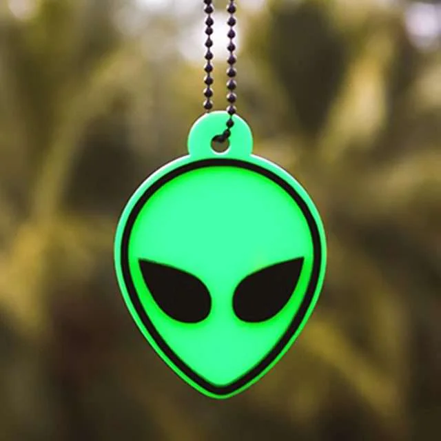 Green Alien Acrylic Car Premium Mirror Hanging