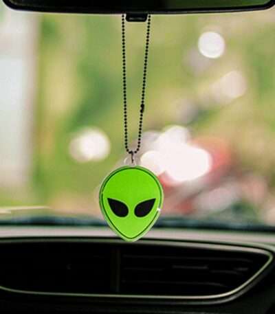 Green Retro Space Alien Gel Car Premium Mirror Hanging