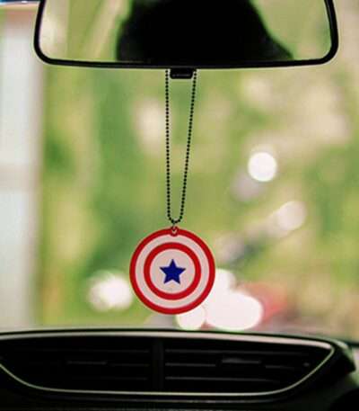 Marvel Captain America Shield Gel Car Premium Mirror Hanging