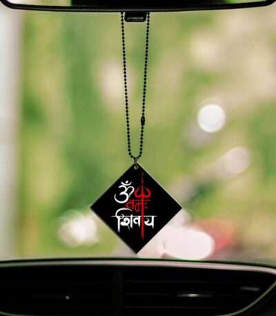 OM Namah Shivaya Printed Gel Car Premium Mirror Hanging