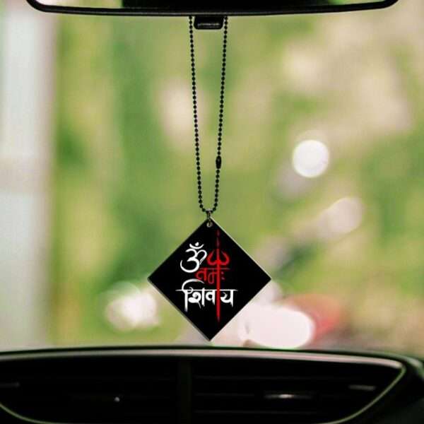 OM Namah Shivaya Printed Gel Car Premium Mirror Hanging