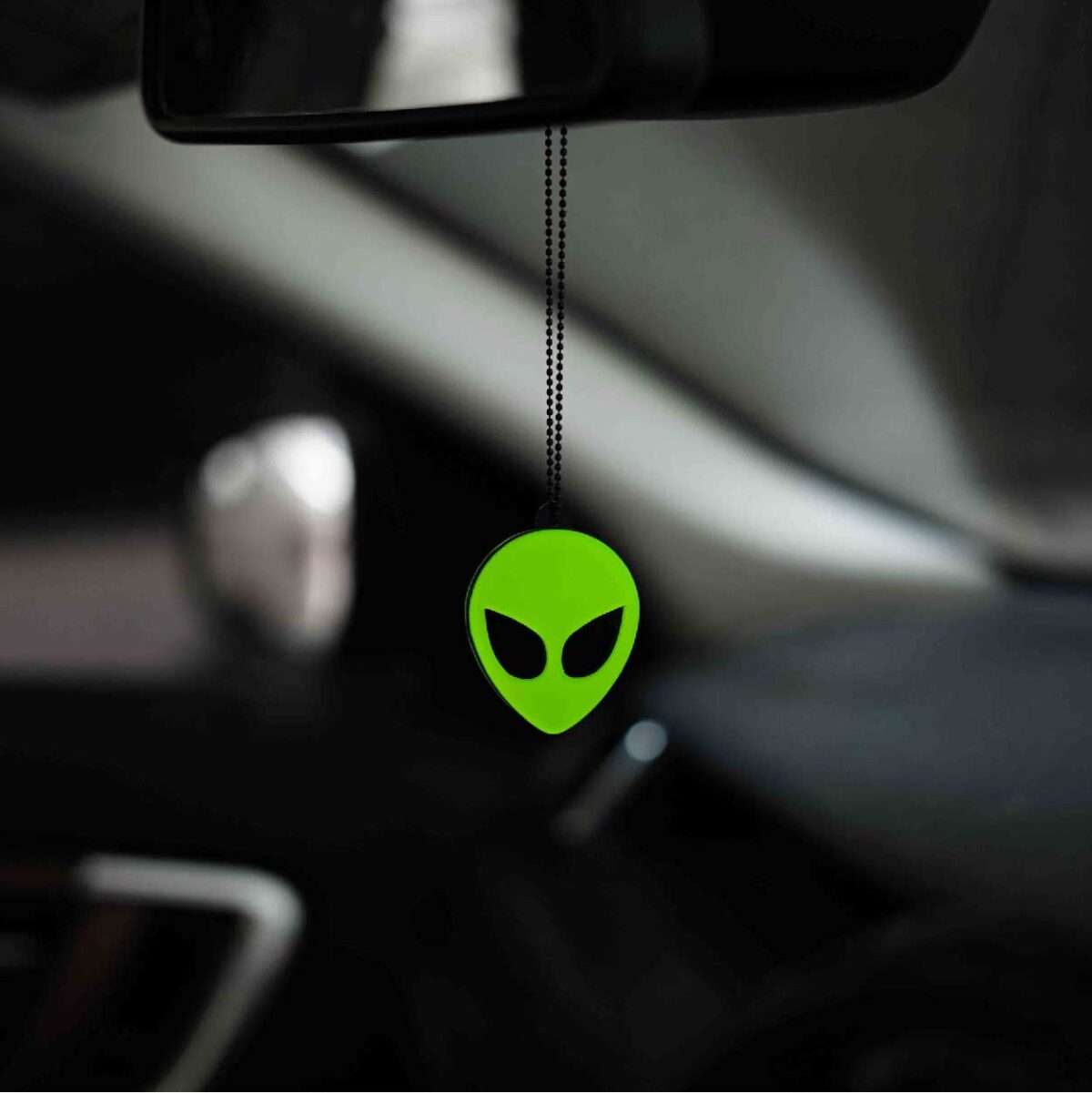Acrylic Fluorescent Green Alien Car Premium Mirror Hanging (2)