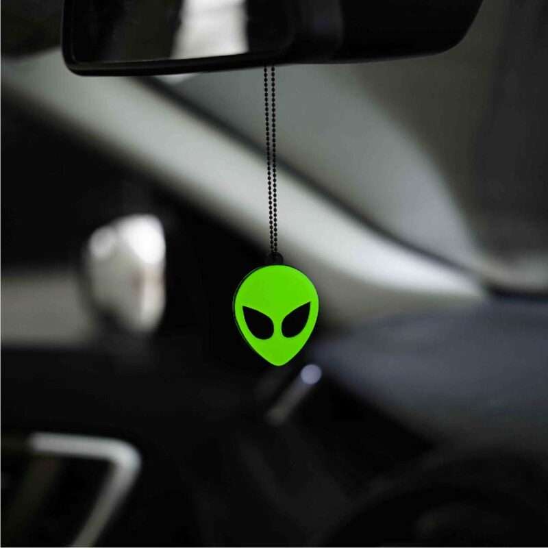 Acrylic Fluorescent Green Alien Car Premium Mirror Hanging