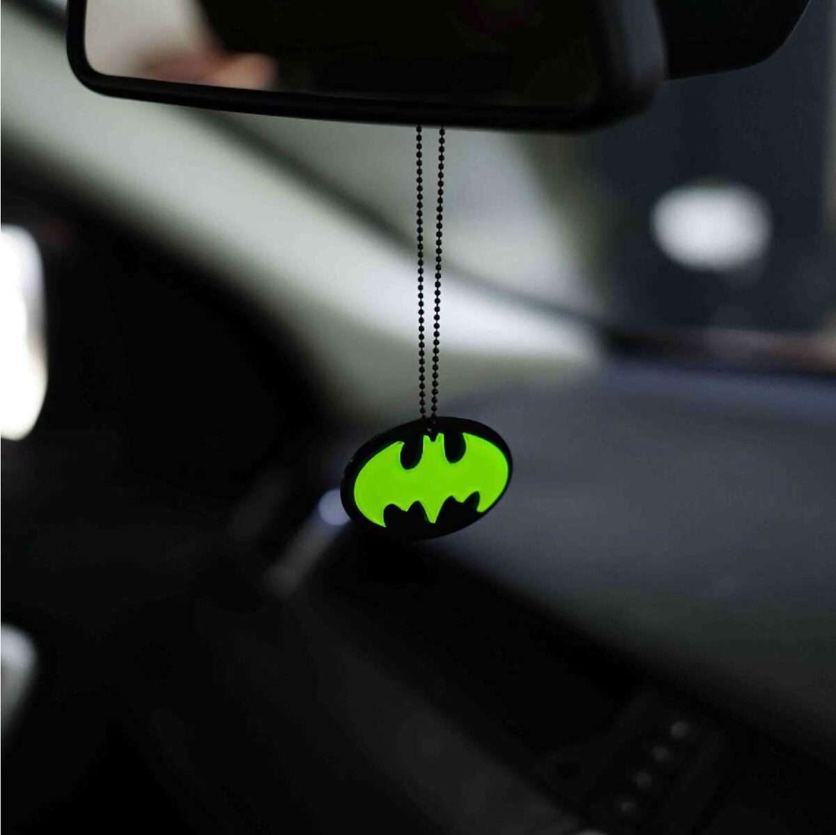 Acrylic Fluorescent Green Batman Car Premium Mirror Hanging (2)