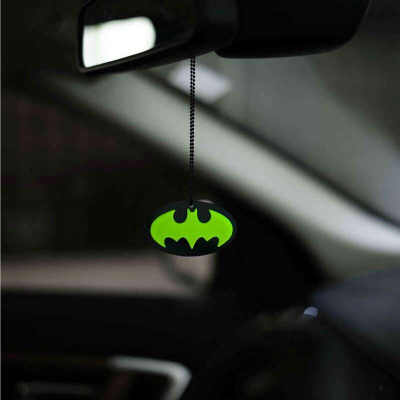 Acrylic Fluorescent Green Batman Car Premium Mirror Hanging