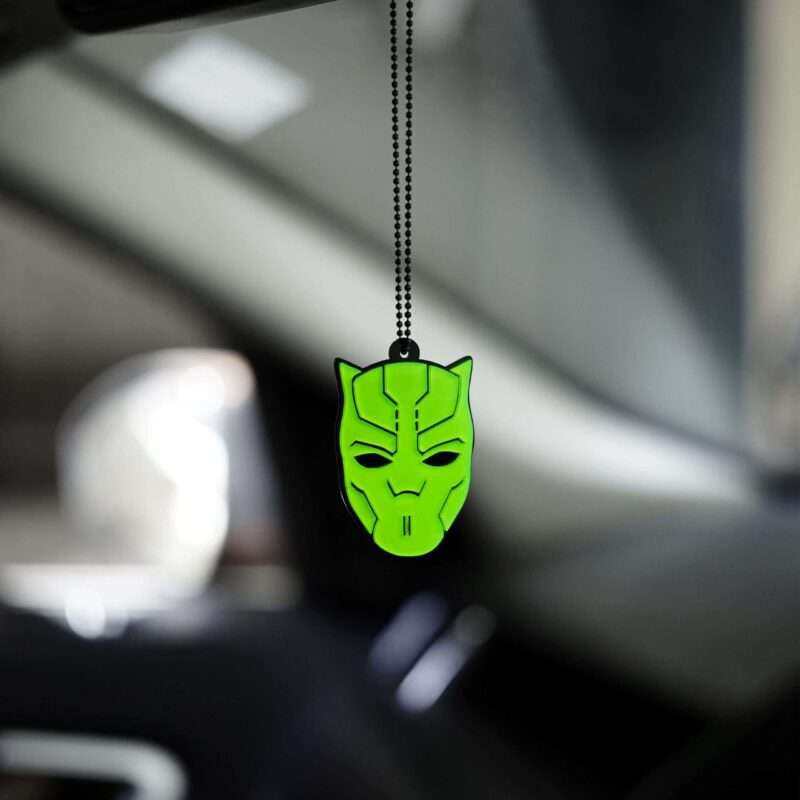 Acrylic Fluorescent Green Black Panther Car Premium Mirror Hanging